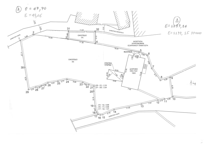 The topographic plan from the old house for restoration