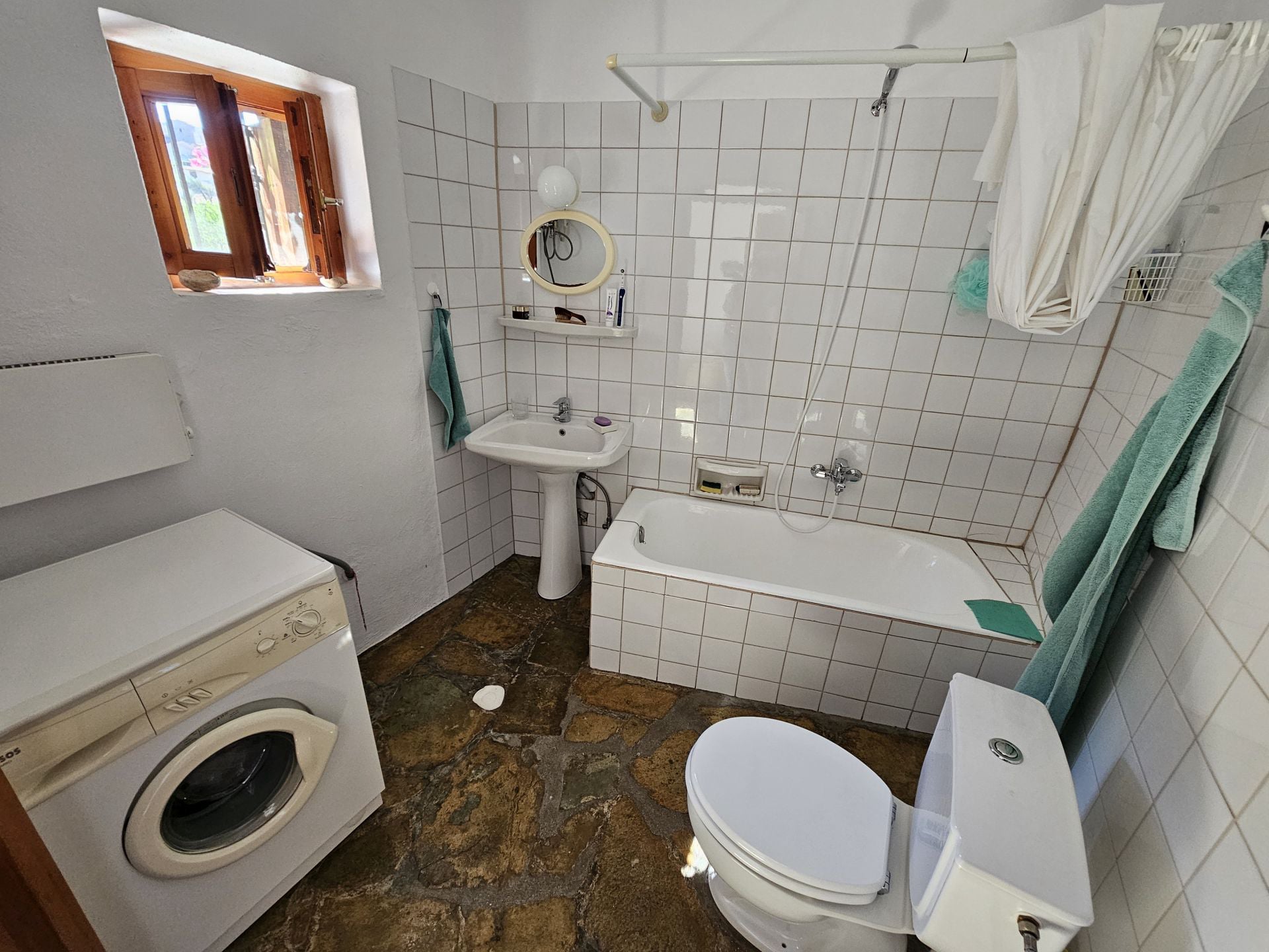 The bathroom on the ground floor of the renovated house