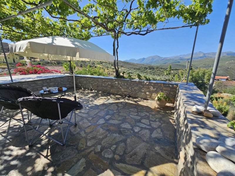 The terrace on the upper floor of the renovated house