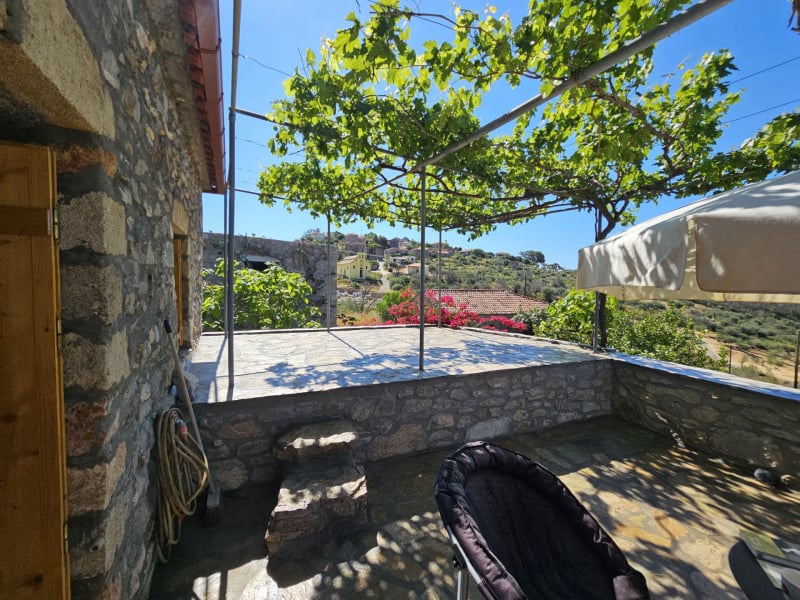 The terrace on the upper floor of the renovated house
