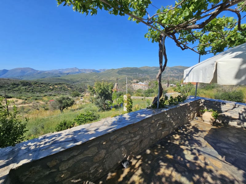 The terrace on the upper floor of the renovated house