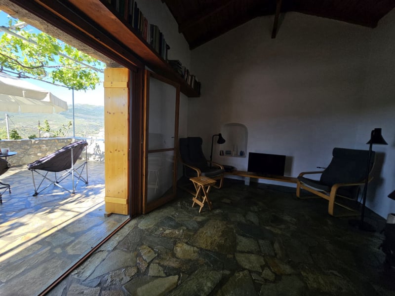 The living room on the upper floor of the renovated house
